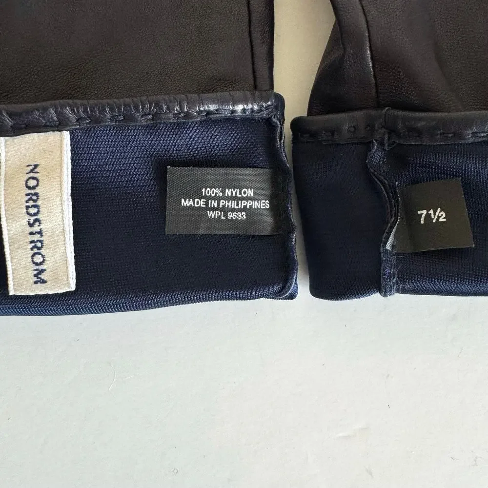 Nordstrom Leather Gloves Dark Navy Blue | Size: 7.5 Women's